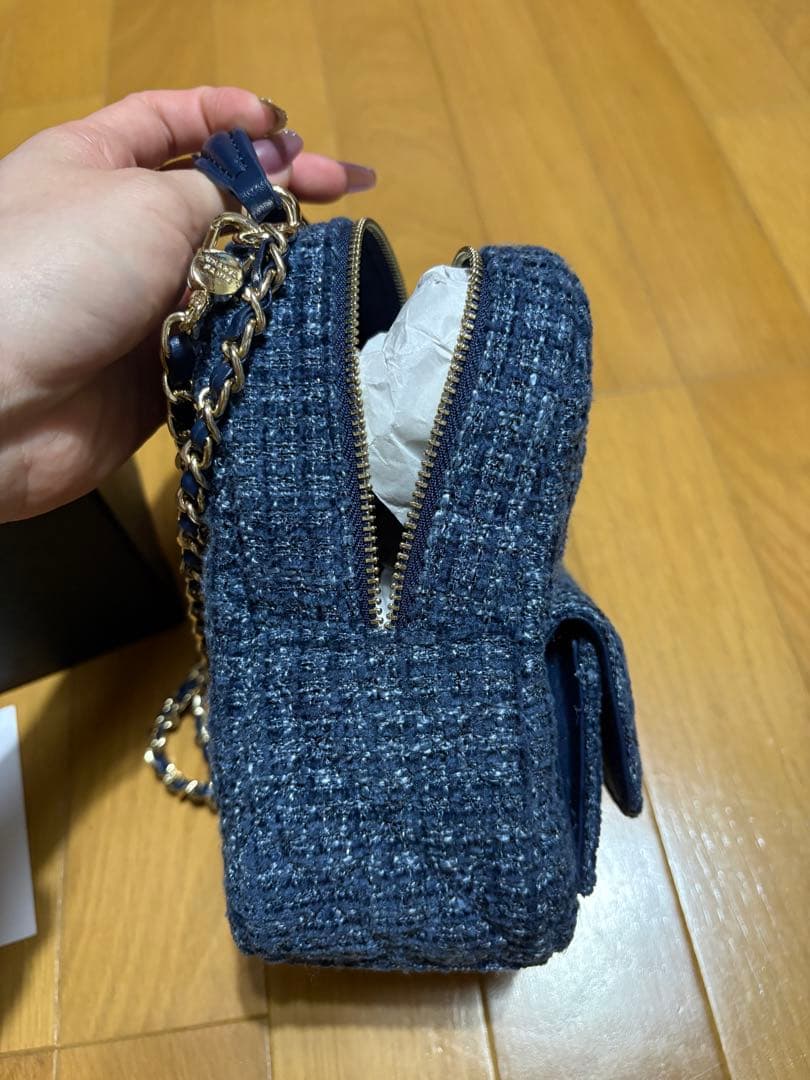 CHANEL メイクアップバッグ ネイビー ツイード