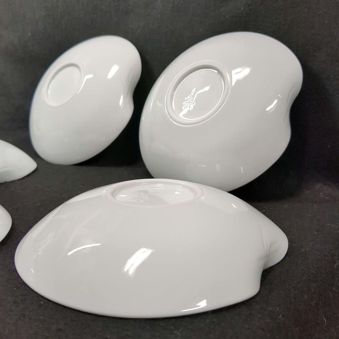 高麗庵　清六窯　中村清六作　白磁　彫刻竹 御皿　銘々皿５枚