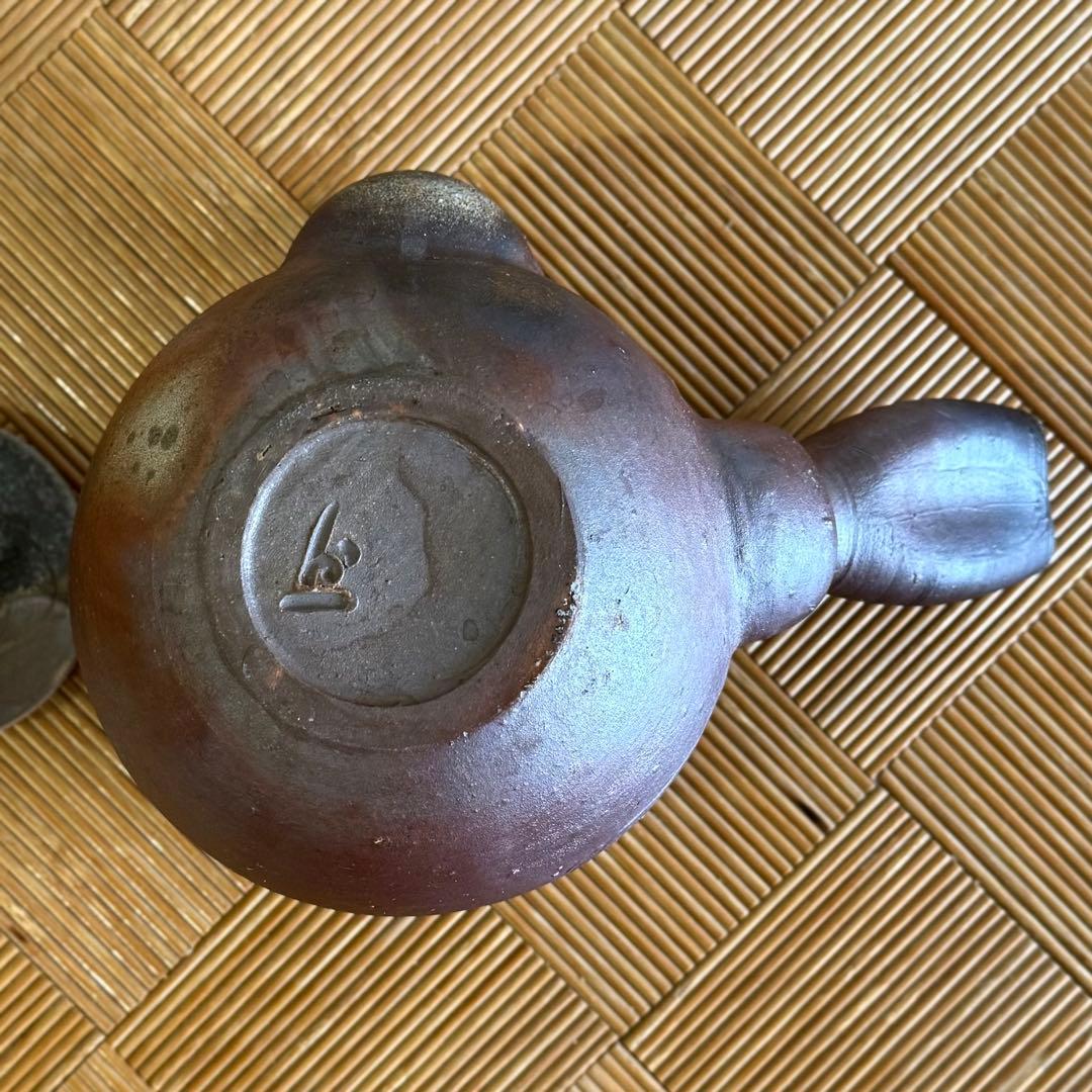 SNT1539 備前焼 松井與之 造 備前 横手急須 うぶ品 伝統工芸品