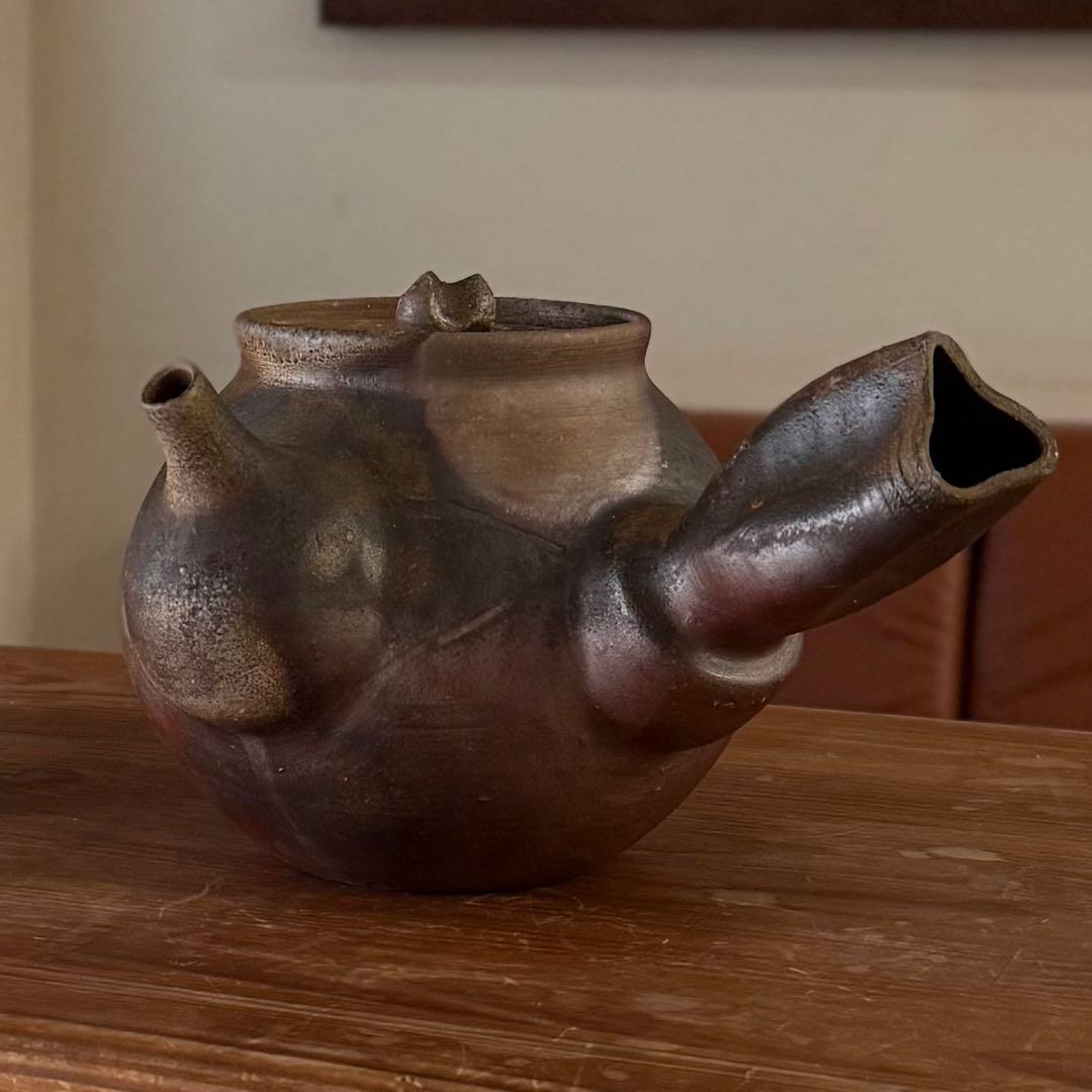 SNT1539 備前焼 松井與之 造 備前 横手急須 うぶ品 伝統工芸品