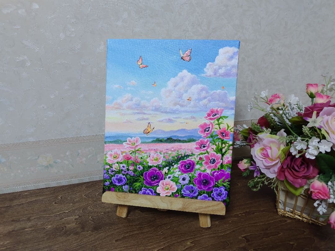 j*1様 【アネモネ】アクリル画 F3 風景画 絵画