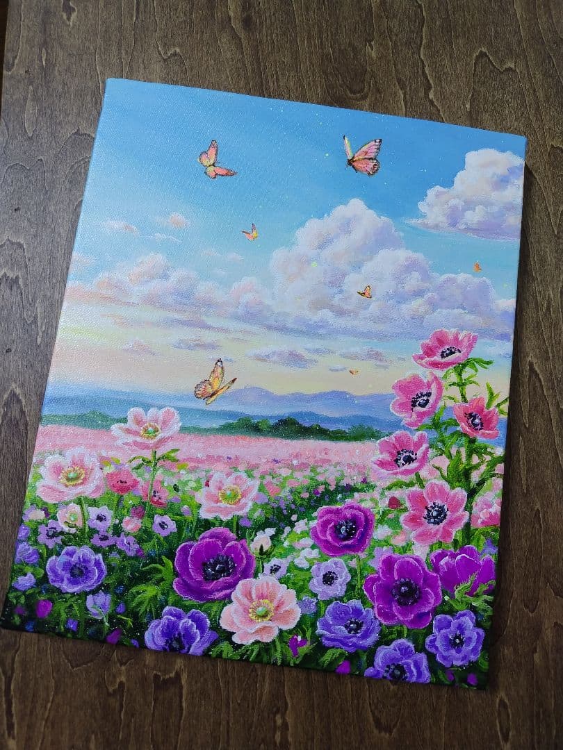 j*1様 【アネモネ】アクリル画 F3 風景画 絵画