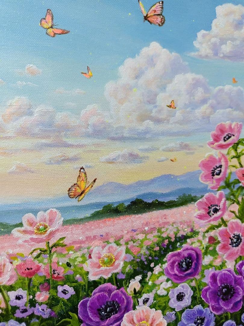 j*1様 【アネモネ】アクリル画 F3 風景画 絵画