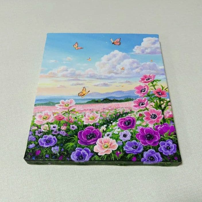 j*1様 【アネモネ】アクリル画 F3 風景画 絵画