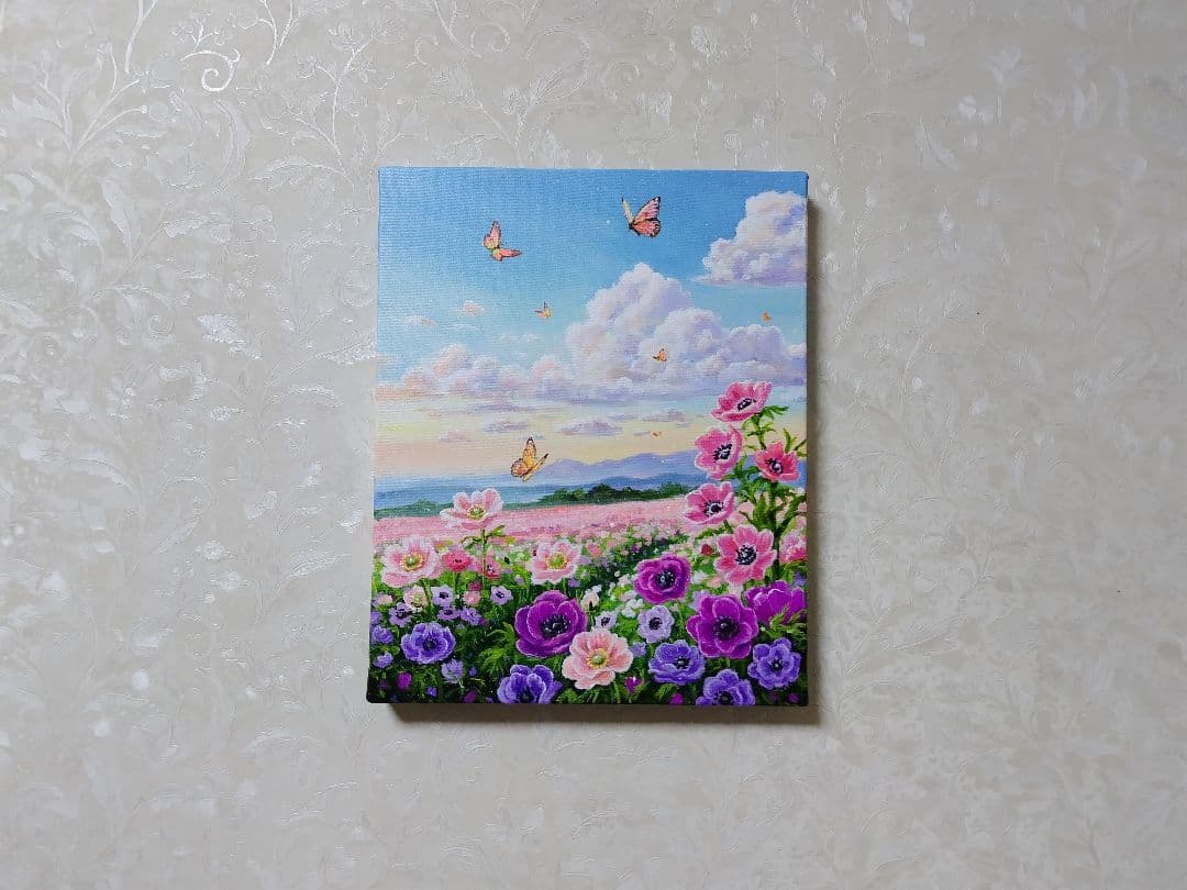 j*1様 【アネモネ】アクリル画 F3 風景画 絵画