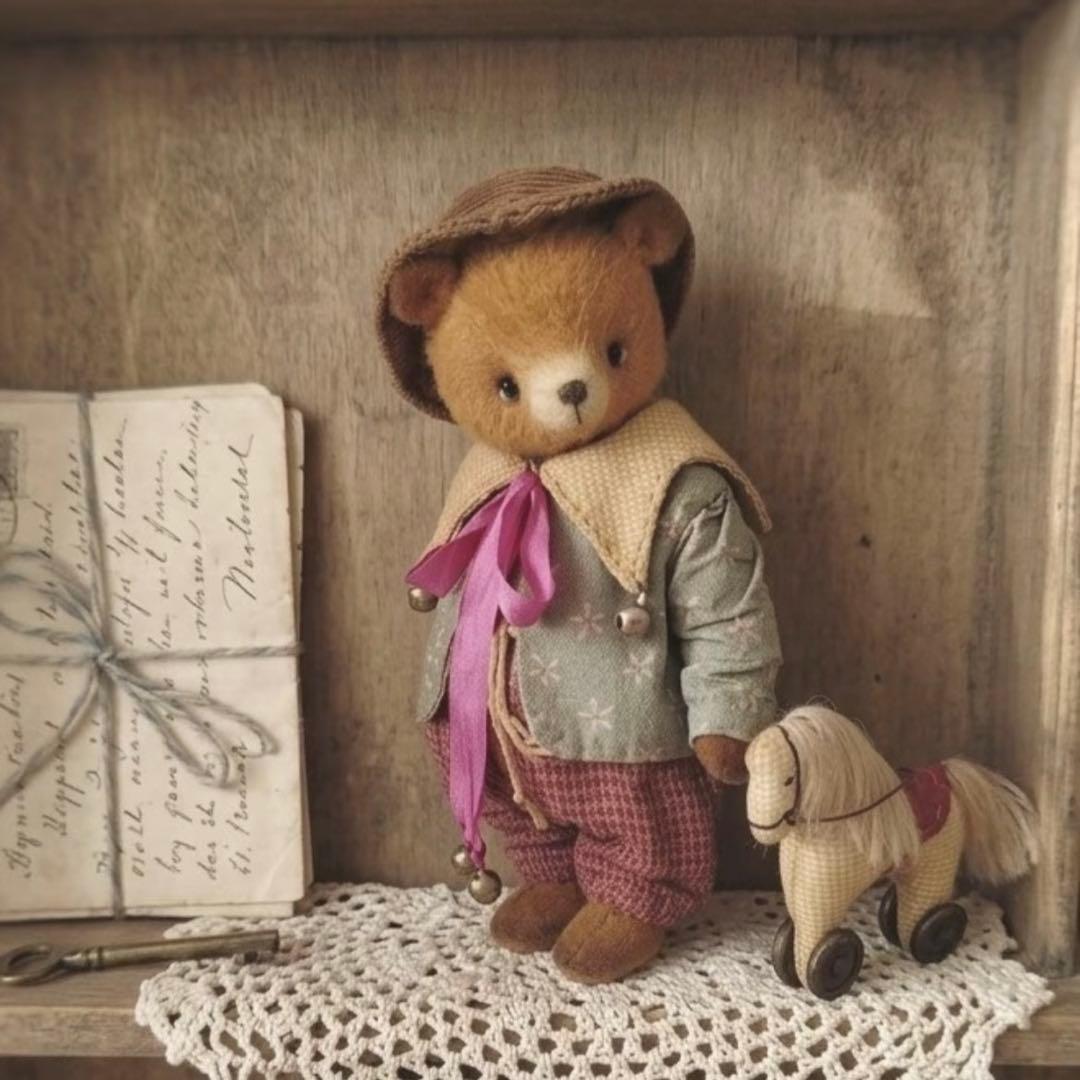 くまさんと小馬 アーティストベア 海外作家様 ロシア ハンドメイド テディベア