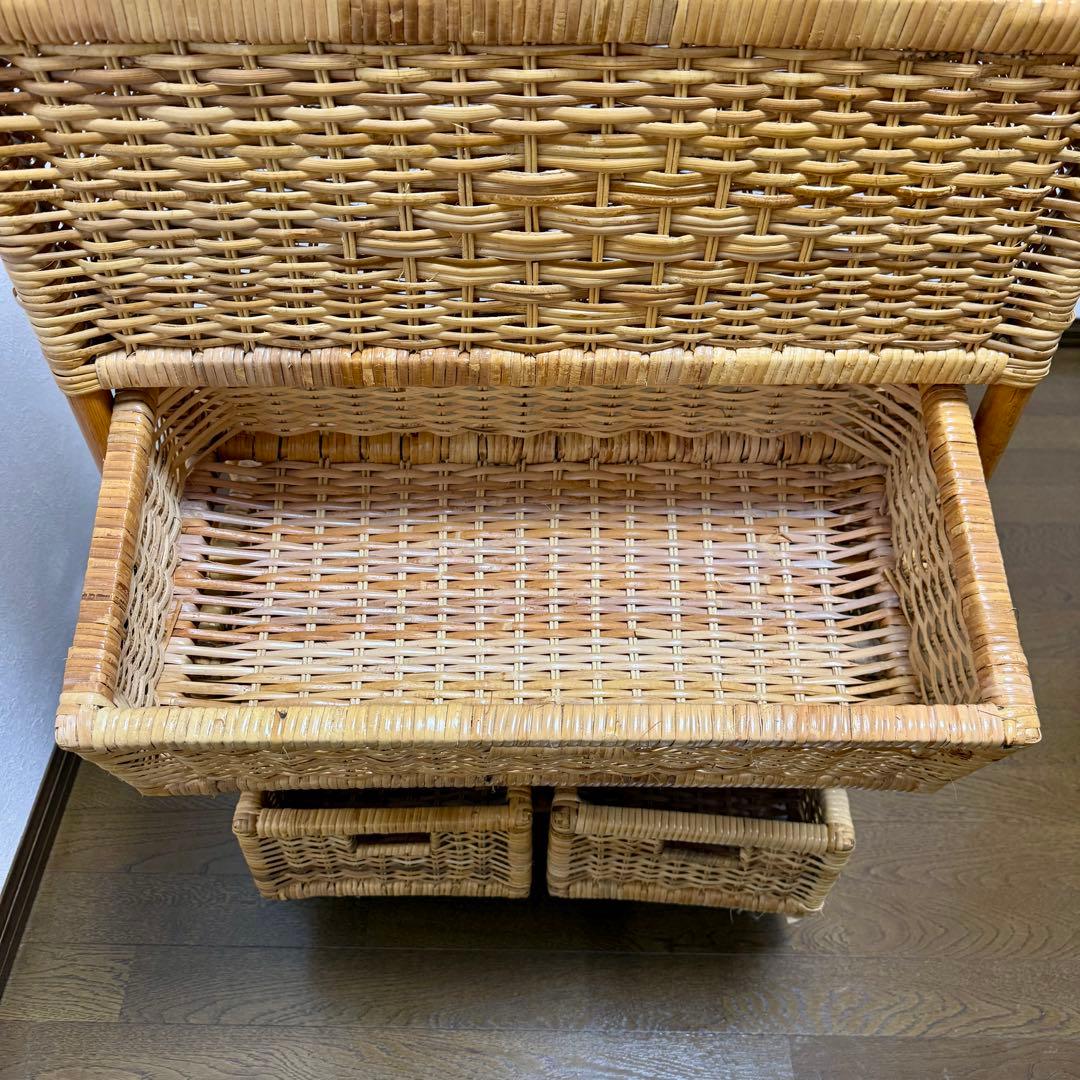 ラタンチェスト 4段収納 籐家具 キャスター付き