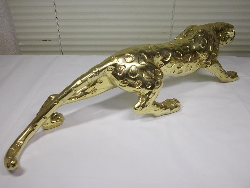 全長60cm　ジャガー　豹　ヒョウ　置物 ゴールド フィギュア パンサー