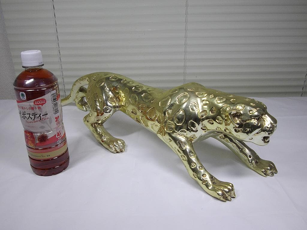 全長60cm　ジャガー　豹　ヒョウ　置物 ゴールド フィギュア パンサー