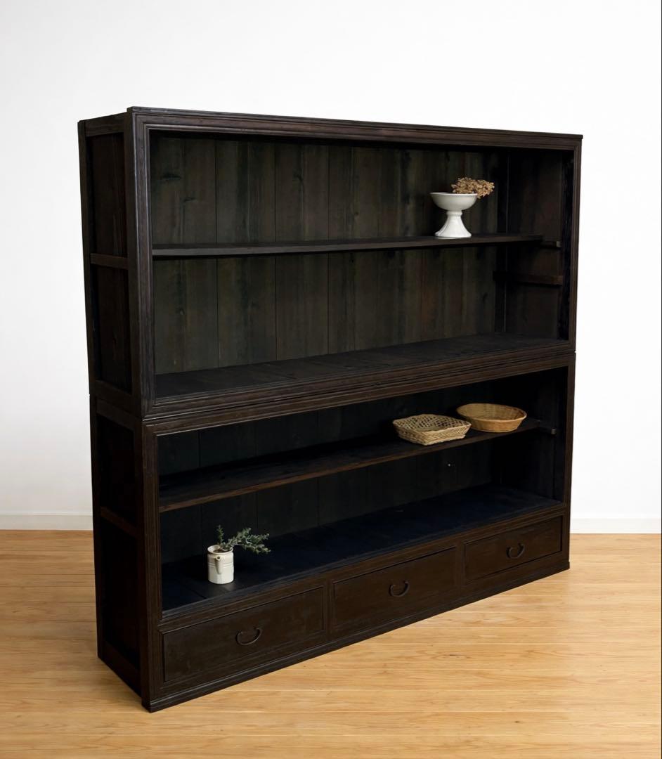 水屋箪笥　棚　木製　大型　横幅約182.5㎝　M101　古道具　アンティーク