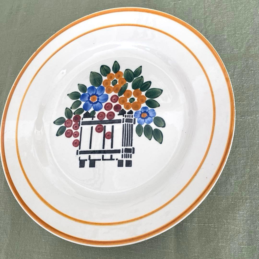 フランスアンティーククレイユモントロー HBCM プレートfreuriセット