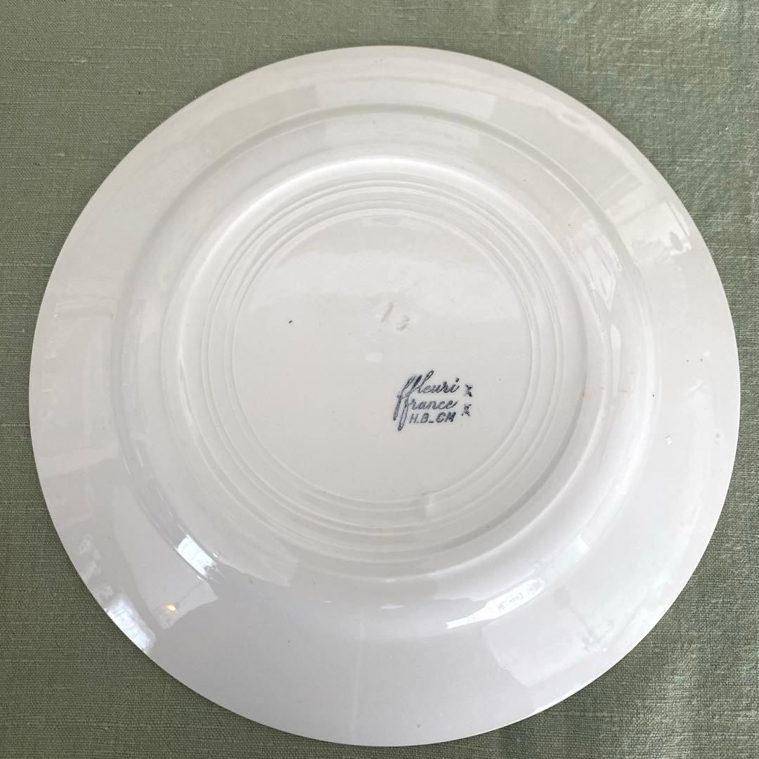 フランスアンティーククレイユモントロー HBCM プレートfreuriセット