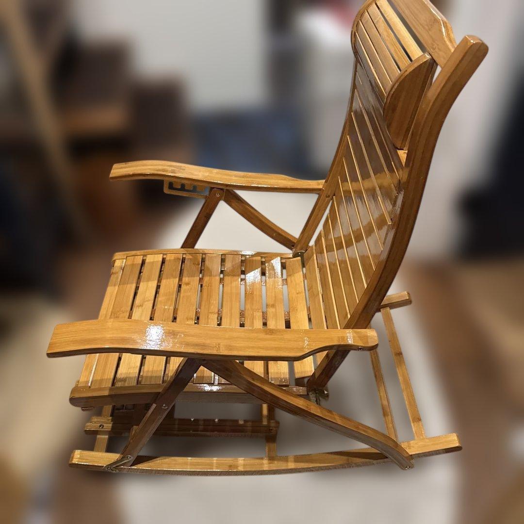 竹製ロッキングチェア ラウンジチェア