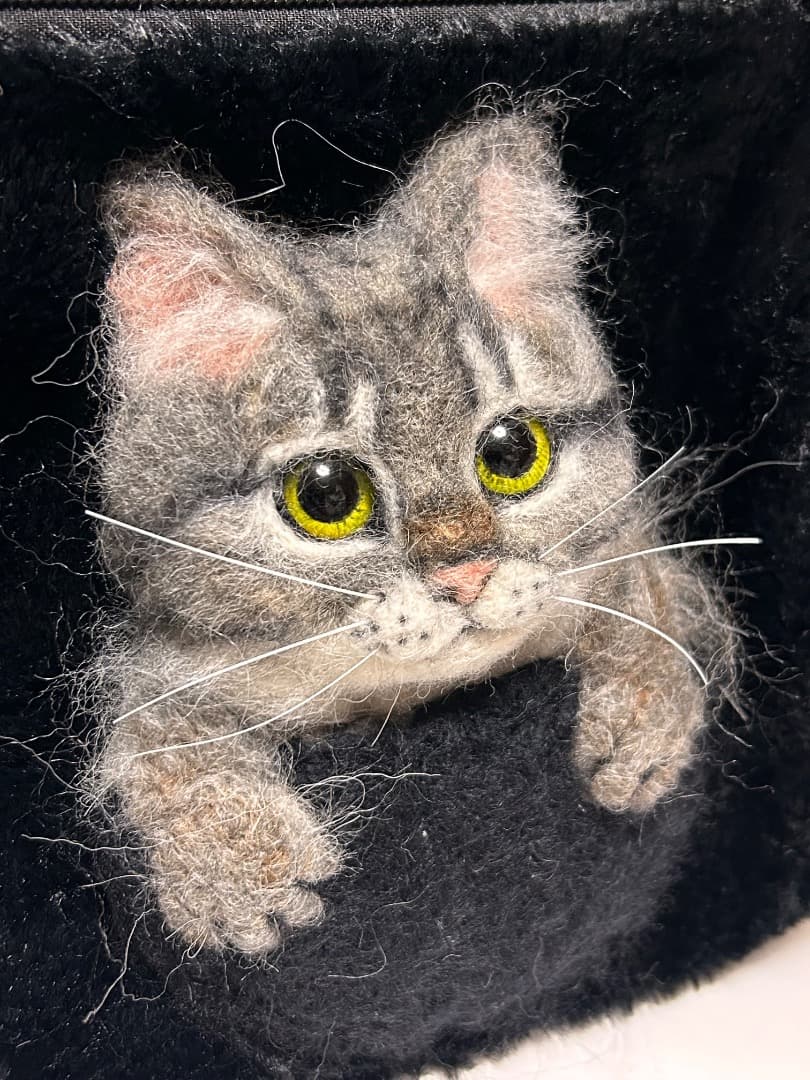 羊毛フェルトサバトラバッグ【ハンドメイド