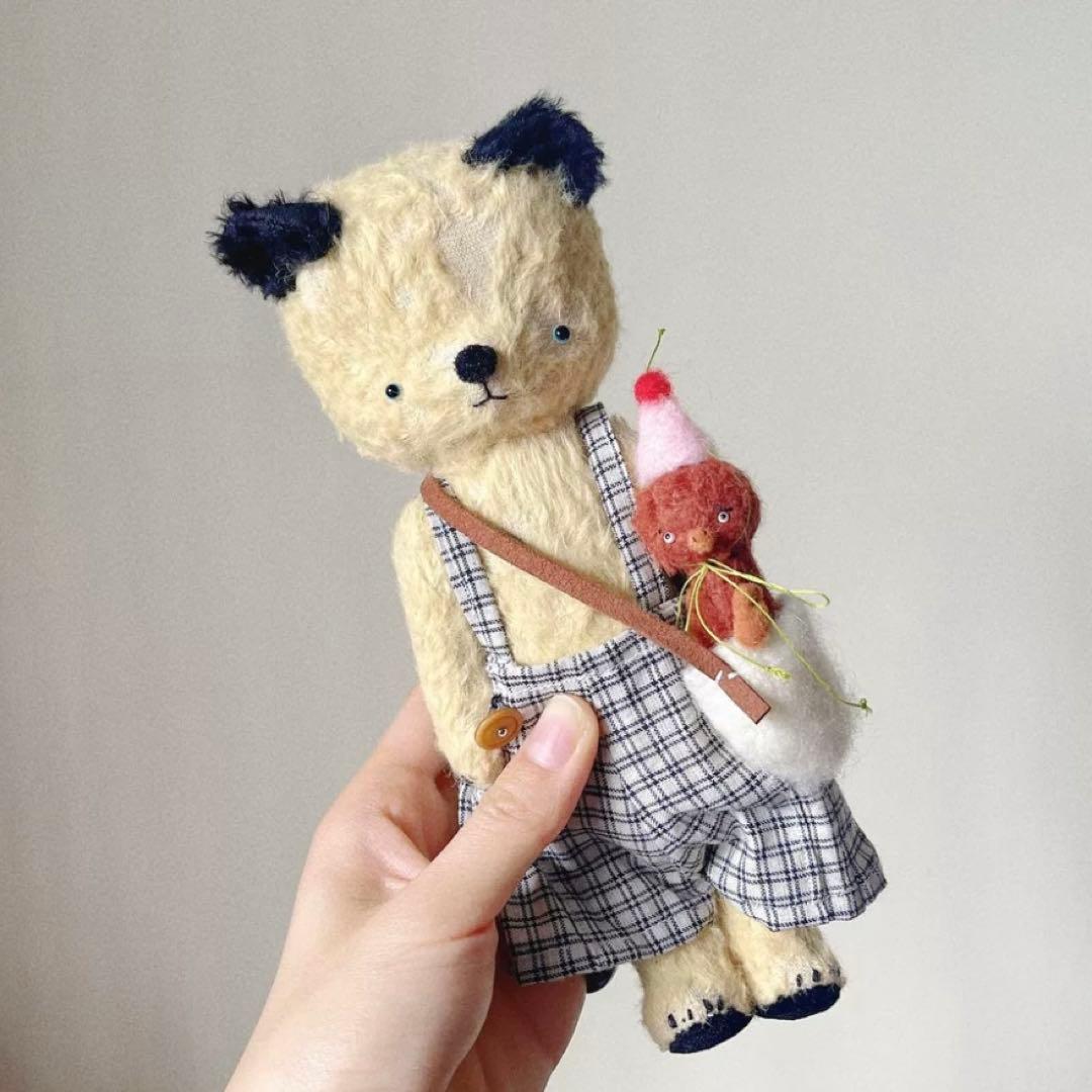 優しいくまさん ぬいぐるみ テディベア 海外作家様 ハンドメイド ヴィンテージ調