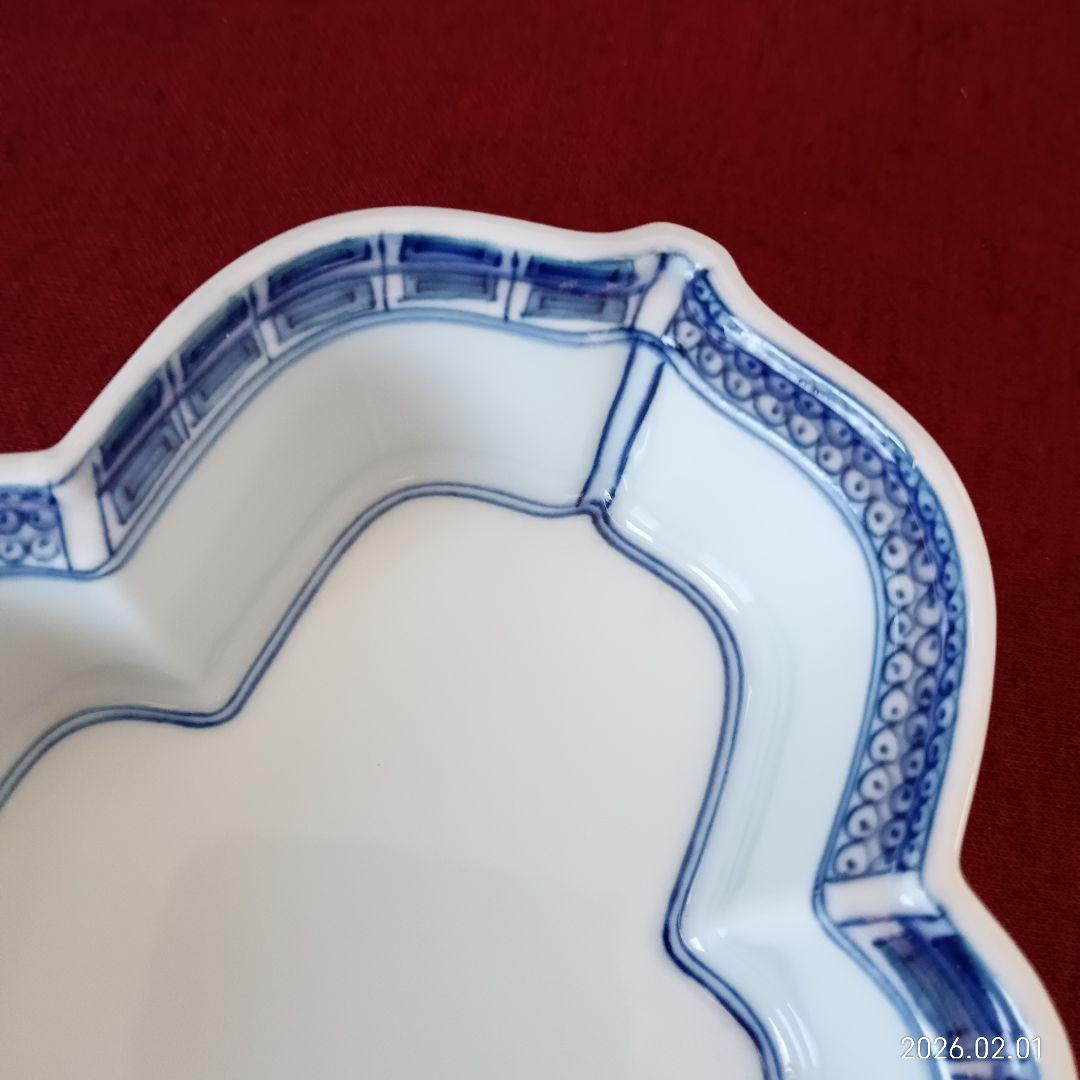 有田焼 青い装飾の四角形 陶器 深皿 10枚と有田焼 小鉢 10個