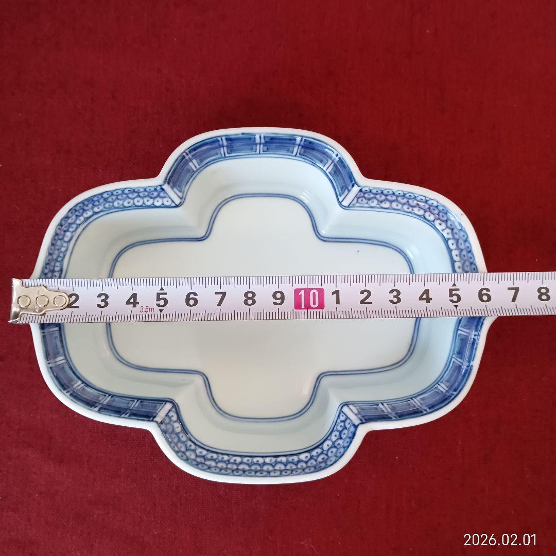 有田焼 青い装飾の四角形 陶器 深皿 10枚と有田焼 小鉢 10個