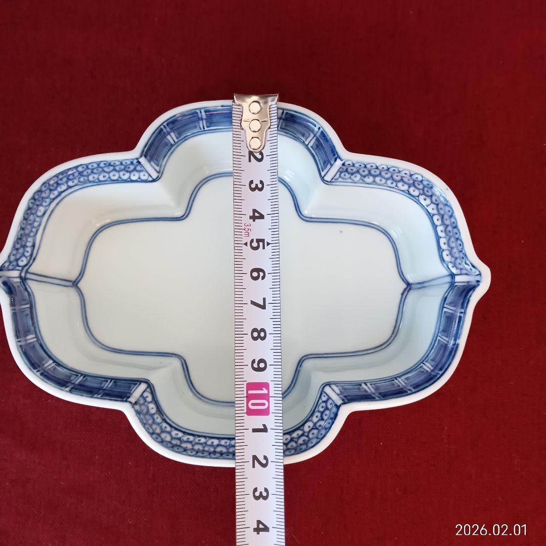 有田焼 青い装飾の四角形 陶器 深皿 10枚と有田焼 小鉢 10個