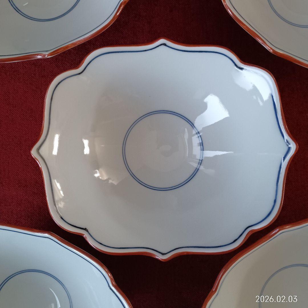 有田焼 青い装飾の四角形 陶器 深皿 10枚と有田焼 小鉢 10個