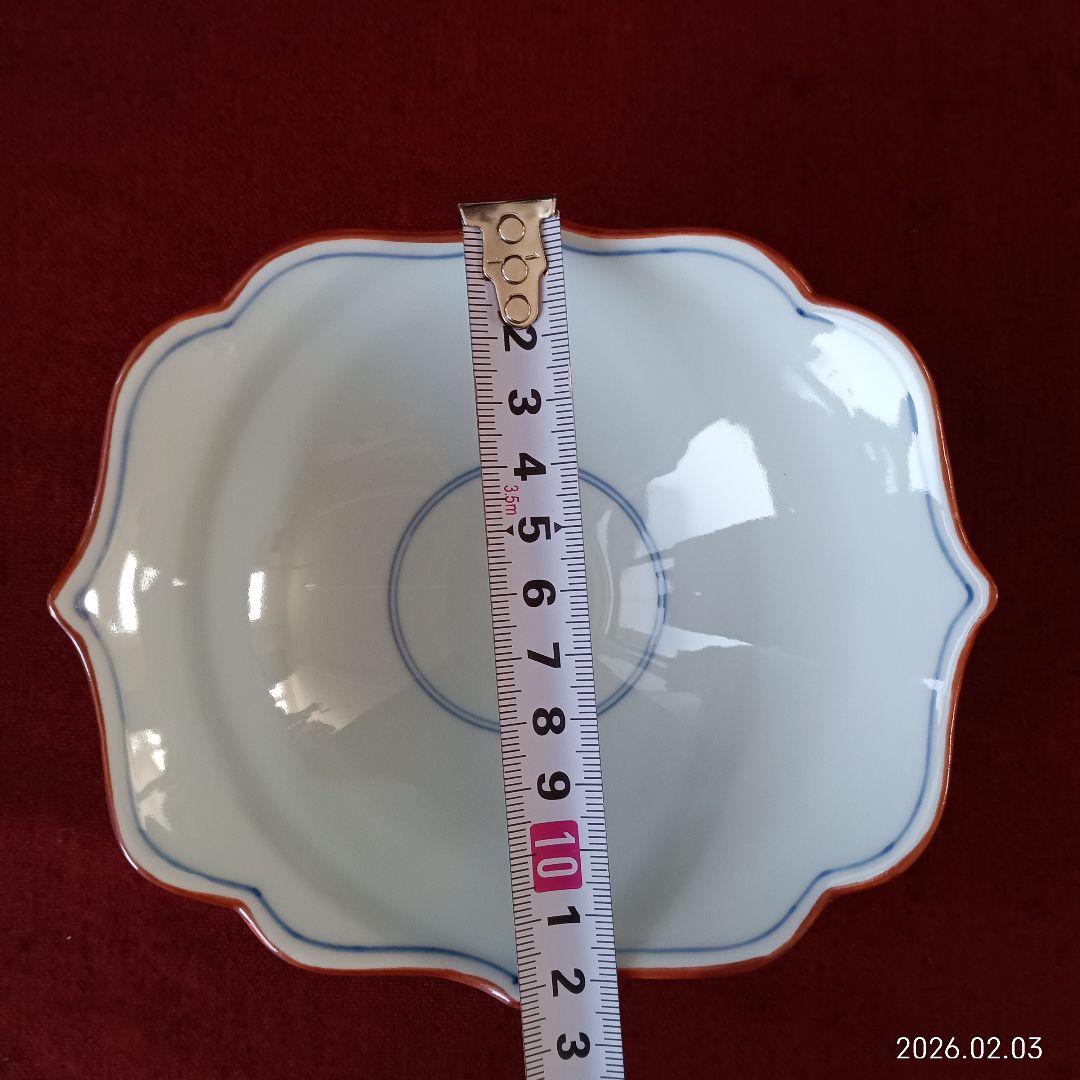 有田焼 青い装飾の四角形 陶器 深皿 10枚と有田焼 小鉢 10個