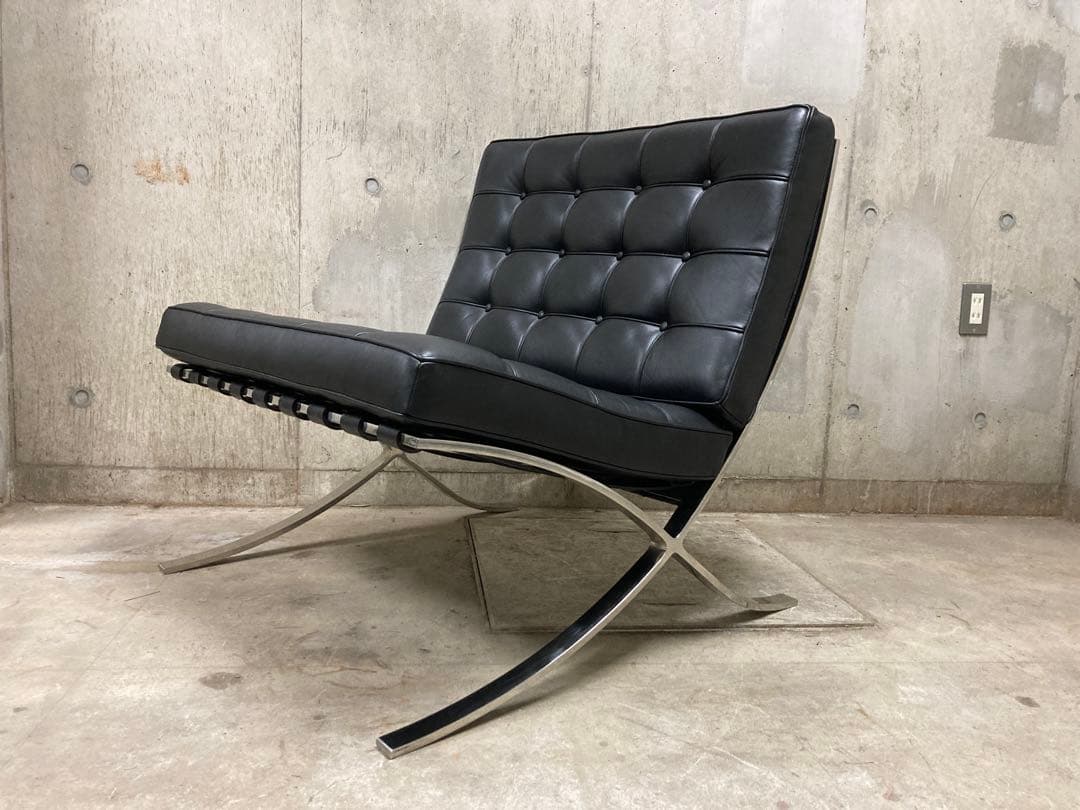 定価140万名作 良品 正規Knoll 黒 バルセロナ チェア③ オットマン