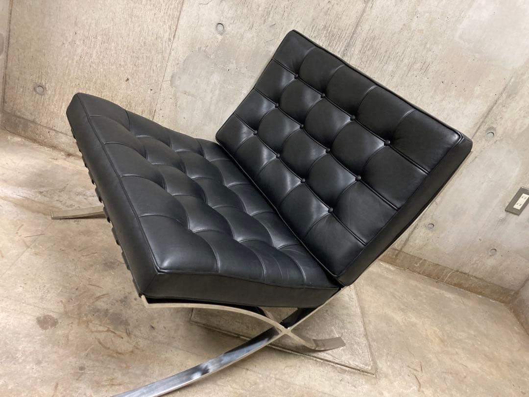 定価140万名作 良品 正規Knoll 黒 バルセロナ チェア③ オットマン