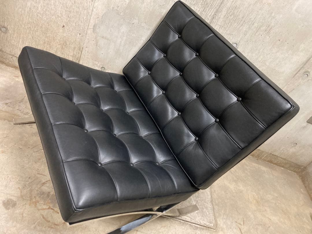 定価140万名作 良品 正規Knoll 黒 バルセロナ チェア③ オットマン