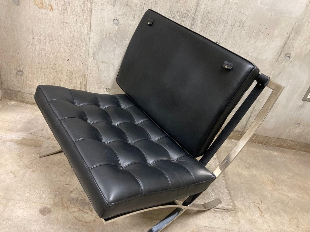 定価140万名作 良品 正規Knoll 黒 バルセロナ チェア③ オットマン