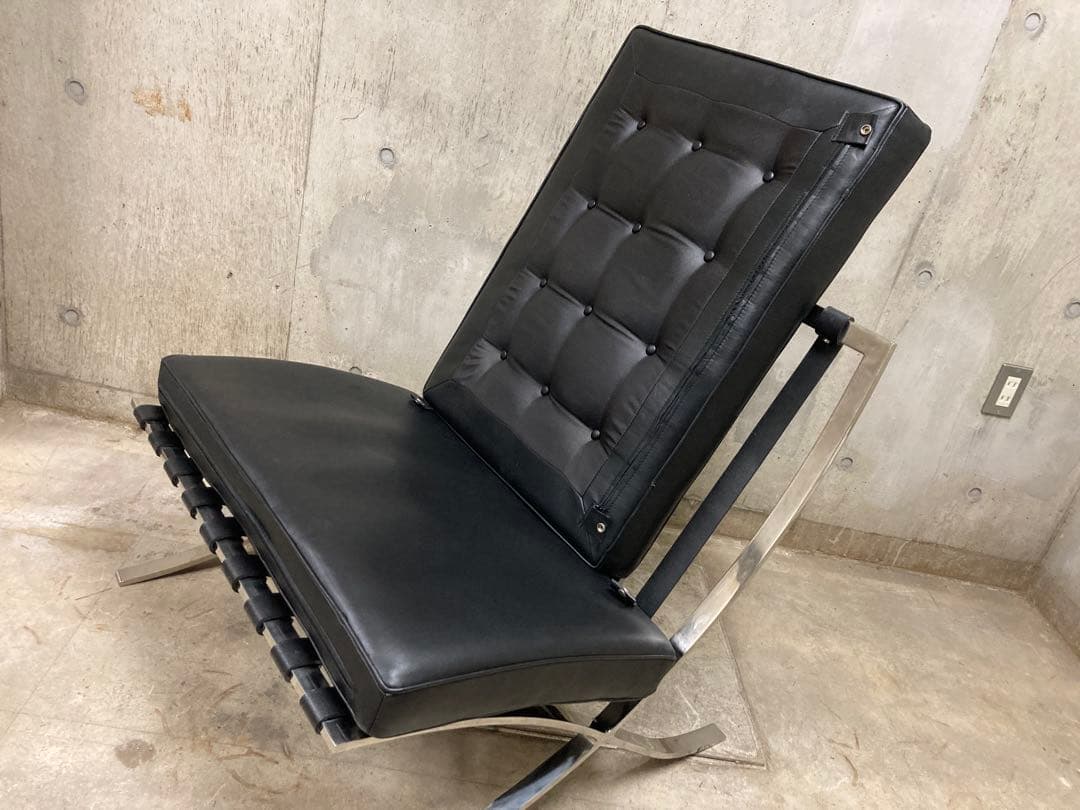 定価140万名作 良品 正規Knoll 黒 バルセロナ チェア③ オットマン