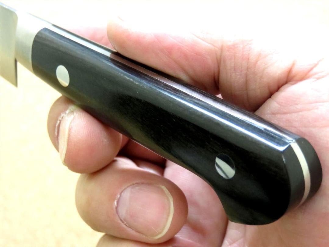 関の刃物 ペティナイフ120mm 伊勢屋治平 口金黒パッカー 果物包丁 小型両刃