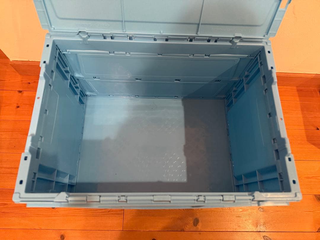 アスクル 現場のチカラ 折りたたみコンテナ フタ一体型ライトブルー50L 5個