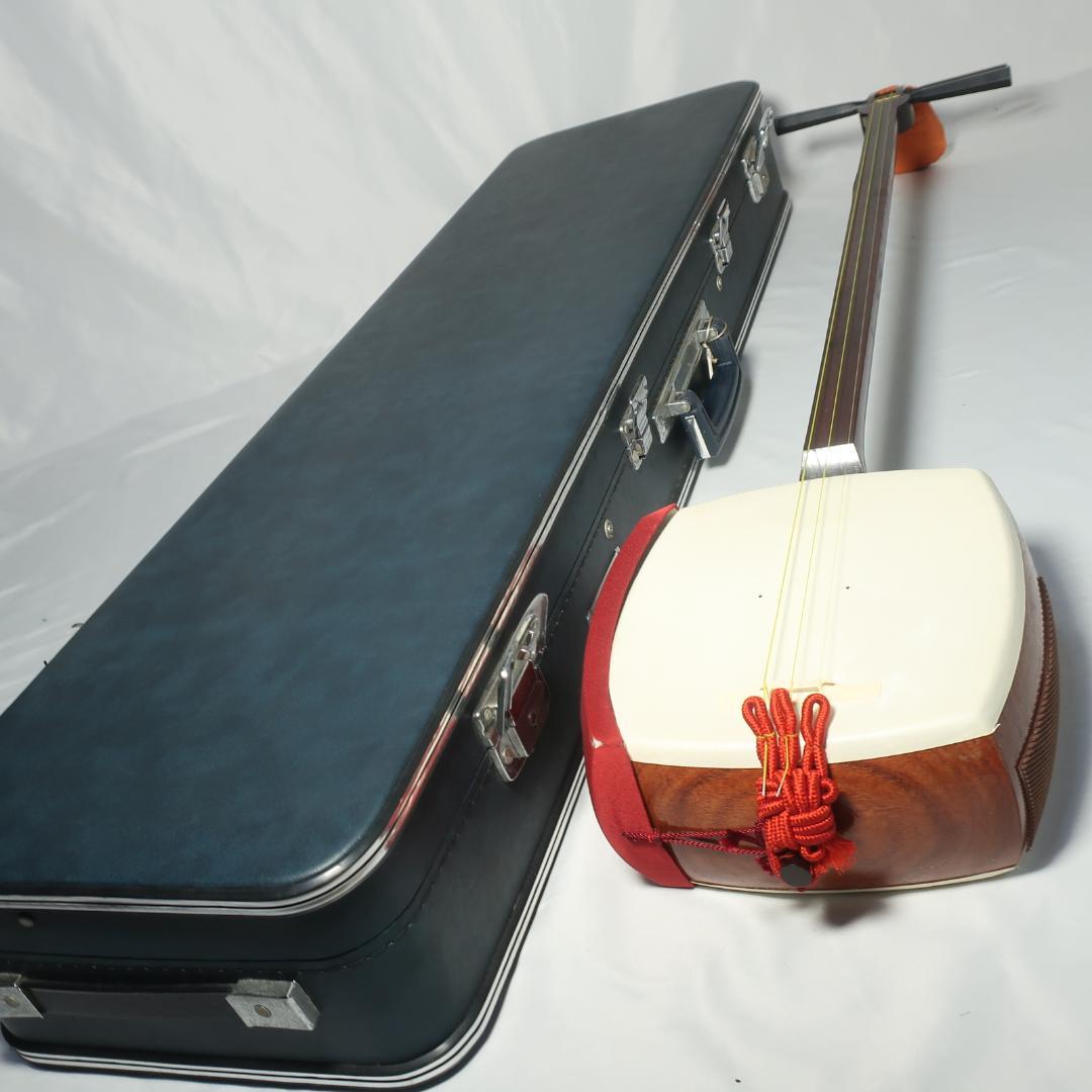三味線 中棹 撥 予備弦 ハードケース付 民謡 和楽器