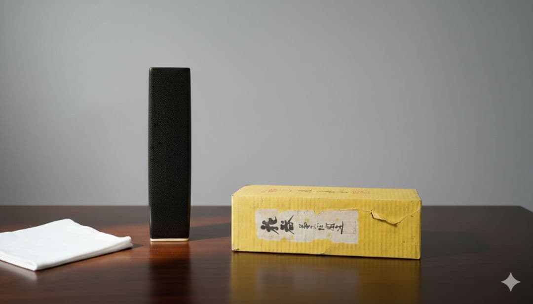 【美品】モダン 花瓶 黒 陶器 角型 一輪挿し シック 花器 箱付き
