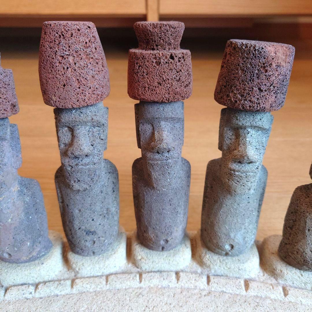 イースター島のモアイ像 置物7体＆台座