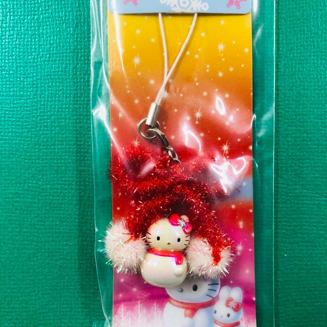 2001年製 レア★冬季限定 雪だるま ハローキティ リボンストラップ チャーム