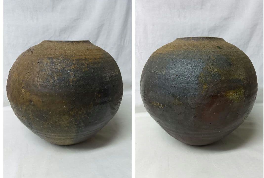 備前焼　壺　浮田曙　共箱　花器　花入　飾り壺　インテリア　置物　花瓶　大きな壺