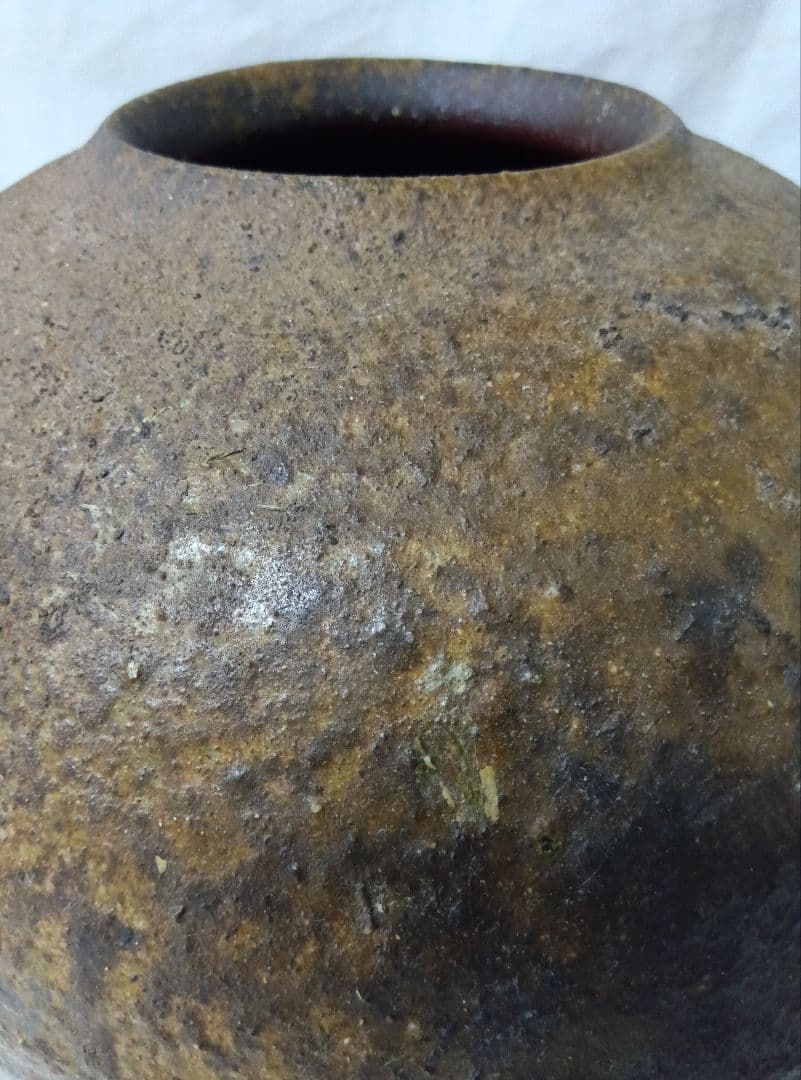 備前焼　壺　浮田曙　共箱　花器　花入　飾り壺　インテリア　置物　花瓶　大きな壺