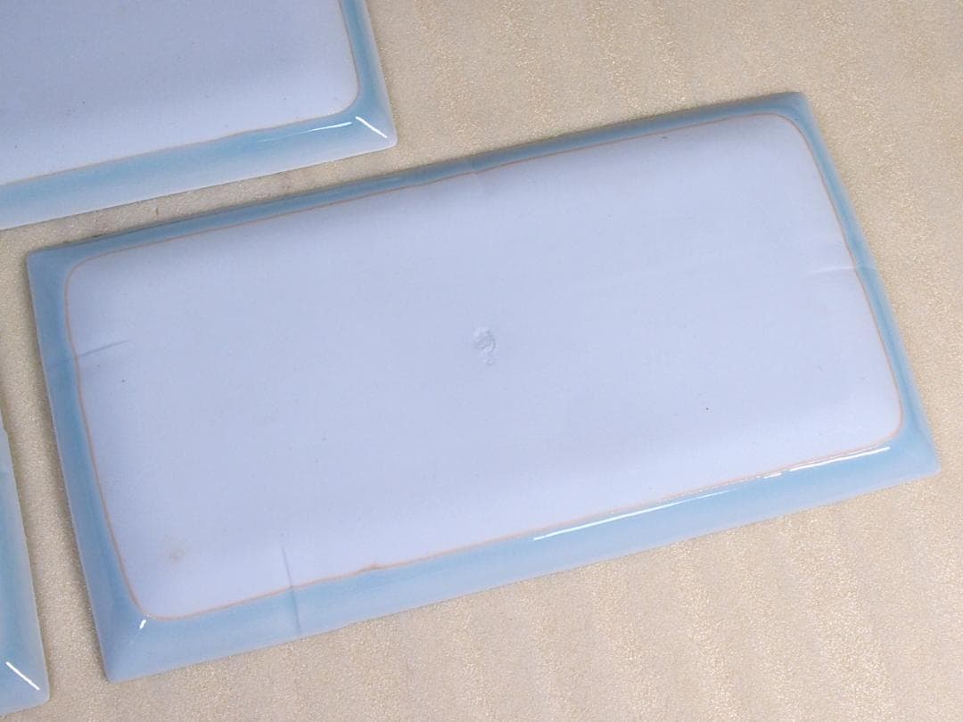 【未使用】たち吉/橘吉 青磁 長角皿 5客 竹節陽刻 焼物皿/刺身皿 磁器/食器