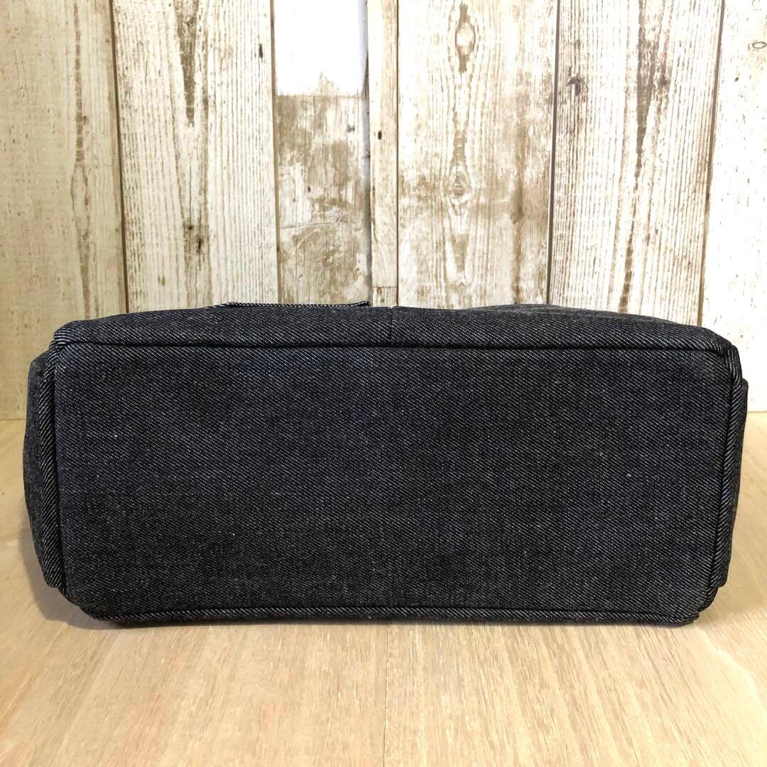 トートバッグ　ハンドメイド　デニムリメイク　ブラック　両開き【新品デニム】