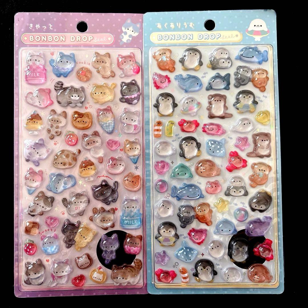ボンボンドロップシール♥イオン限定♥正規品♥あにまるꕤ︎︎きゃっとetc♥4種·͜·❤︎
