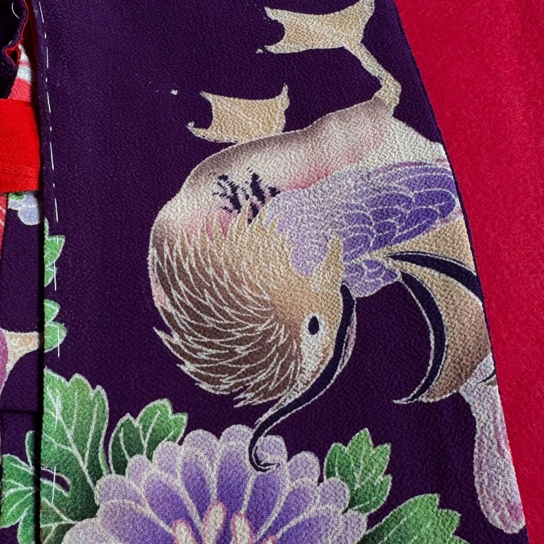 市松人形 12〜13号(44cm)サイズの着物　比翼仕立て　紫　菊おしどり　15