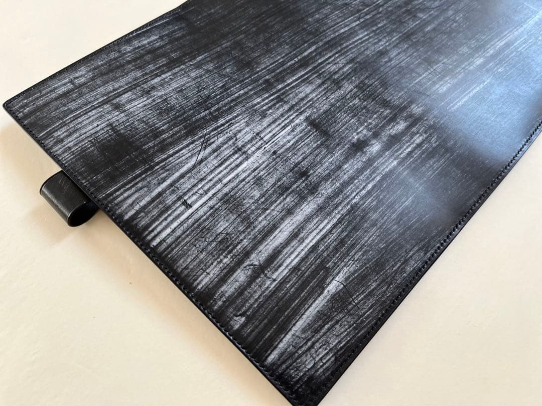 【受注生産】A5手帳カバー　ブックカバー　ブライドルレザー　手縫い　ブラック