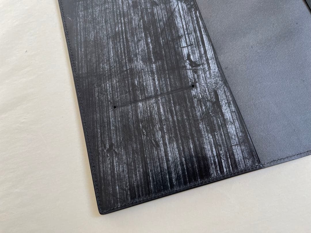 【受注生産】A5手帳カバー　ブックカバー　ブライドルレザー　手縫い　ブラック