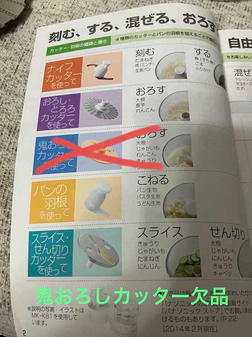 【欠品あり】Panasonic フードプロセッサー MK-K81-W