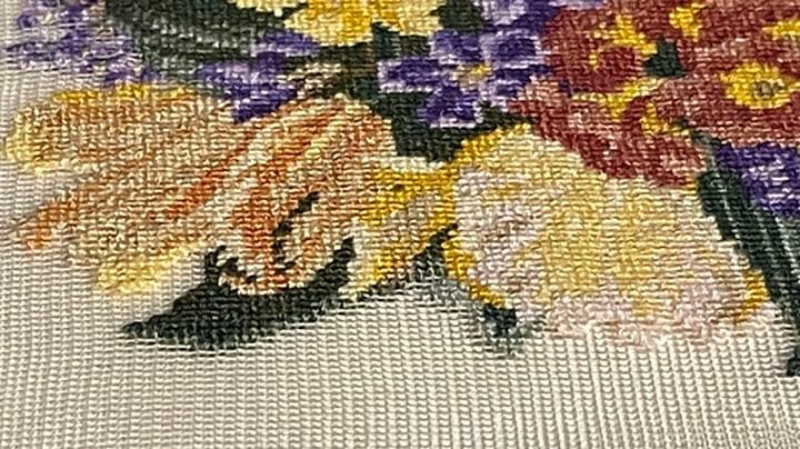 プチポアン　刺繍額絵　フラワーバスケット