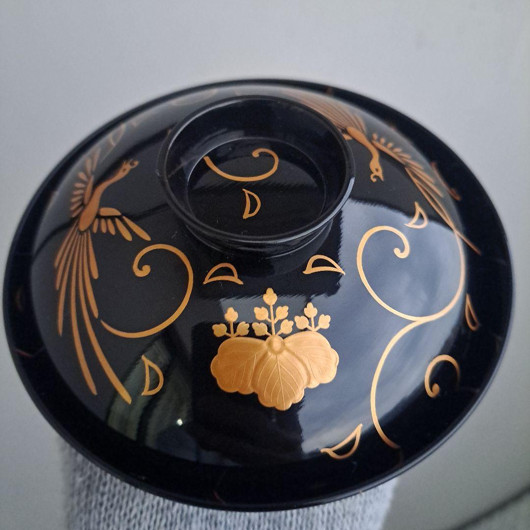 【輪島塗　御吸物椀×4客】天然木製 鳳凰\"唐草\"高台寺蒔絵　長期保管品