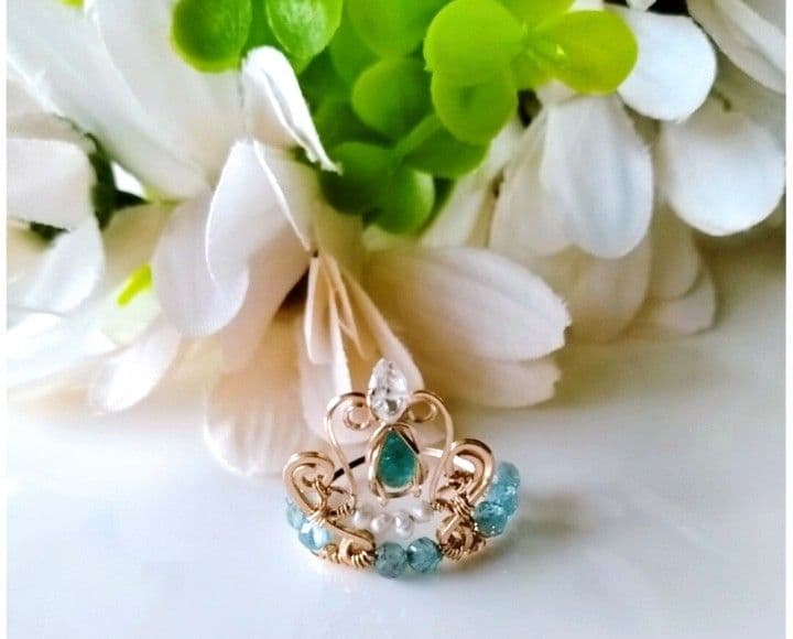 Kgf14 希少 宝石ルース パライバトルマリン ハーキマー クラウン リング