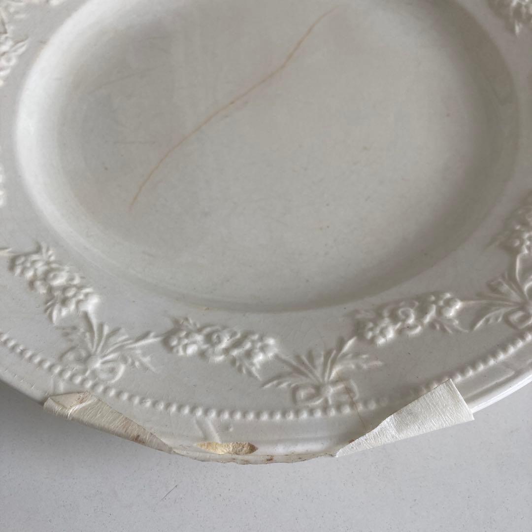 花柄のクリーム色陶磁器皿 2枚セット