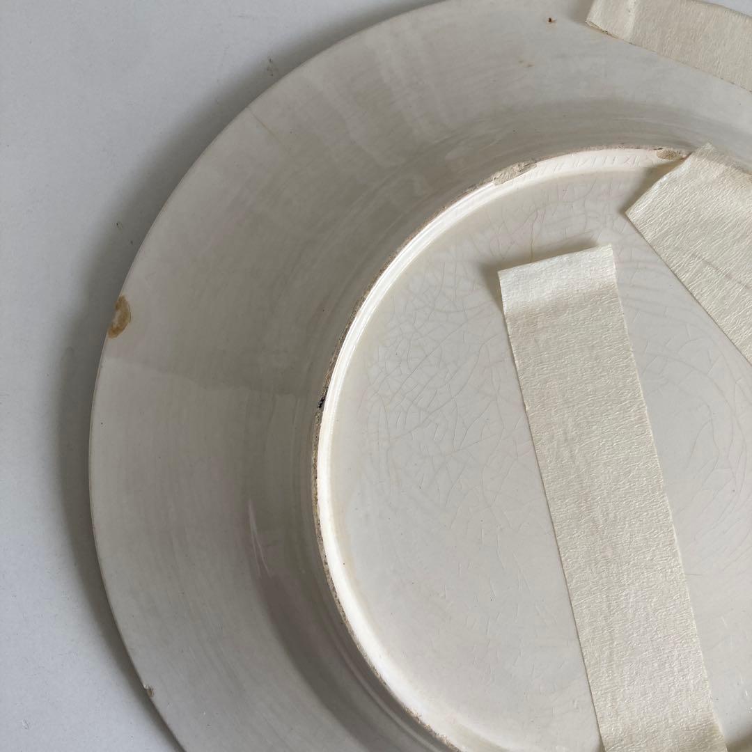 花柄のクリーム色陶磁器皿 2枚セット