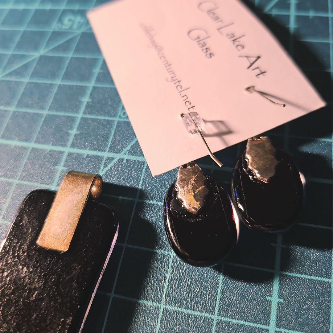 クリア・レイク・アート・グラス　ピアス＆ペンダントトップ　スターリングシルバー